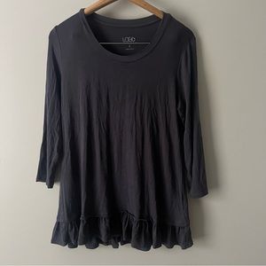 LOGO Lori Goldstein ruffle hem 3/4 sleeve top S